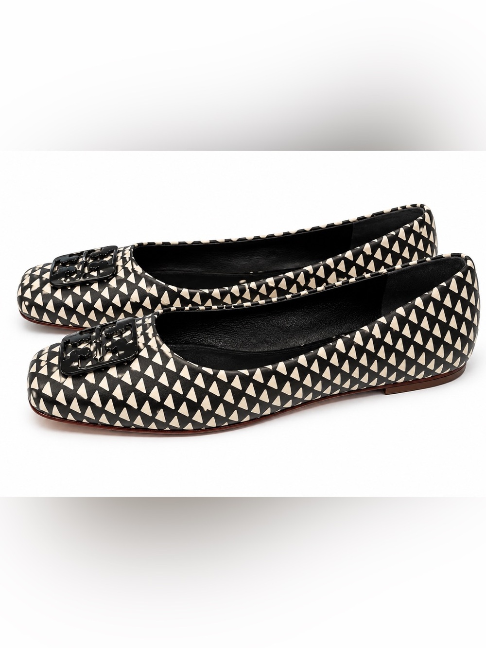 Tory Burch Black and Cream Georgia Ballet Flat - Picture 2 of 6